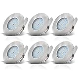 B.K.Licht - 6er Set LED Bad Einbaustrahler 230V 4,8W ultraflach IP44, 60mm...