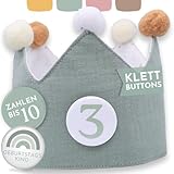 BJORKI® Geburtstagskrone Mädchen & Junge aus Musselin – Klett-Buttons...