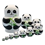 Junterone 10-Schichtiges Stapelbares Nestpuppen-Set, Süßes Panda-Design,...