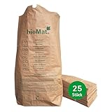 bioMat Kompostierbare Papiersäcke 120l aus Kraftpapier, 25 Papiertüten...