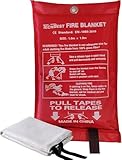 TechBest Löschdecke Küche Feuerlöschdecke - 1m x 1m Glasfaser. DIN EN...