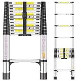 SIMPDIY 3,8m Teleskopleiter, Edelstahl Hochfest Verstärkt Leiter...