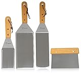 BBQ-Toro 4-teiliges Edelstahl Pfannenwender Set | Plancha Grill Zubehör...