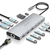 RSHTECH 12 in 1 USB C Hub mit 2 HDMI und Display - USB 3.2 und 3.0, 100W...