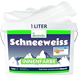derendo Schneeweiss Wandfarbe weiß hohe Deckkraft 1l Innenfarbe matt...