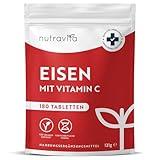 Eisentabletten mit 40 mg Eisen + Vitamin C (80mg) - 180 vegane Tabletten -...