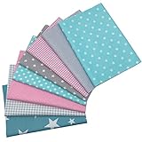 aufodara 8 Stück Baumwollstoff Meterware Stoffpaket 50 x 50 cm Stoff,...