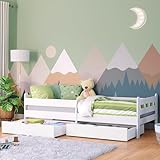 Bellabino Kinderbett Kuru 90x200 mit 2 Schubladen, Einzellbett für Kinder...