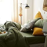 AShanlan Bettwäsche Set 155x220 cm Olivgrün Uni Einfarbig Bettbezug mit...
