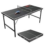 Juskys Mini Tischtennisplatte Flexi mit Zubehör - Tisch klein & klappbar -...