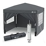 VOUNOT® Pavillon 3x3m mit 4 Seitenteilen & 4 Sandsäcke, Pop Up...