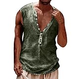 Mymyguoe Vintage Tank Top Herren Locker Henley Shirt Herren Ohne Arm...