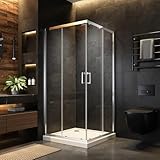 OsmanthBD Eck-Duschkabine 90x90x180 cm, Eckeinstieg mit Doppel-Schiebetür,...