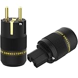 1 Paar HiFi Schuko Stecker AC 16A 250V Power Cable Vergoldeter Euro...