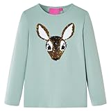 vidaXL Kinder-Langarmshirt mit Hirsch aus Pailletten Pullover Sweatshirt...