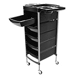 TESUGN Friseurwagen, Salon Rollwagen mit 5 Ausziehbaren Schubladen,...