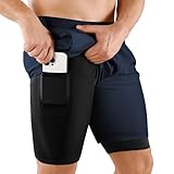 Niksa 1er Pack Herren 2 in 1 Shorts Schnelltrocknende Sporthose Herren Kurz...