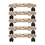 Unbekannt Fünf Pflanzenroller Holz MASSIV aus stabilem Buchenholz eckig 30...