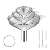 Nutabevr 3 Stück Edelstahl Trichter Set, Stapelbarer Kleiner Trichter Mit...