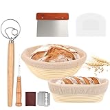 Gärkorb Set, Brot Gärkörbchen aus Peddigrohr zum Brot backen,...
