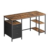 VASAGLE Computertisch, Bürotisch, Schreibtisch, mit 3 Ablagen, 2...