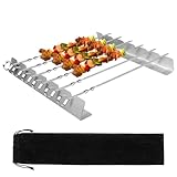 Tesmotor BBQ Grillspieße mit Halterung Edelstahl Set, Schaschlickspieße...