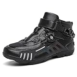 DJFOG Herren Motorradschuhe Schwarz Motocross Kurze Stiefeletten...