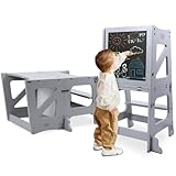 YOLEO 2in1 Lernturm Kinder Tritthocker Lernstuhl Kinderhocker Faltbarer...