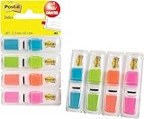 Post-it Index Mini, 11,9 x 43,2 mm, 3 x 35 Haftstreifen im Spender, Farbe:...