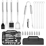 AWOOM 20 Stücke BBQ Grillbesteck Set aus Premium Edelstahl | Grillzubehör...
