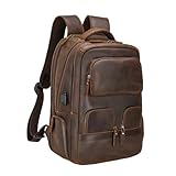 JOJOJ Männlicher Qualitäts-Lederrucksack for Männer, große Kapazität,...