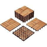 Yaheetech Holzfliesen Akazie 30x30 cm, 10er Set-0,96 m² Leicht Verlegbar...