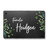 Schiefer Tafel Namensschild mit buntem UV Druck - Hausnummer Türschild mit...