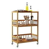 soges Küchenwagen Servierwagen Aufbewahrungswagen Rackwagen aus Bambus mit...