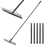 Ezkamfort Garten Rechen,185cm Metall Rechen, Harke mit 17 Stahlzinken mit...