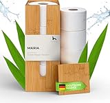 HENNEZ Toilettenpapier Aufbewahrung Bambus 4 Rollen Klopapier mit Deckel &...