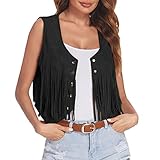 Generisch Damen Faux Wildleder Cowboy Ärmellos Weste Cardigan Vest Jacke...