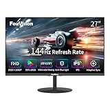 FeuVision 27 Zoll PC Monitor, 144Hz, FHD 1080p, Gaming Monitor, 4ms, IPS,...