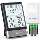 LIORQUE Wetterstation Funk mit Außensensor Digital Thermometer Hygrometer...