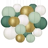 Idota 20 Stück Papierlampion, Salbeigrün Papier Laterne Runde Hängende...