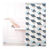 Relaxdays Duschrollo, 80x240 cm, Dreieck Muster, Seilzug, Flexible Montage,...
