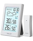 BALDR Wetterstation Funk mit Außensensor, Digital DCF-Funkuhr Thermometer...