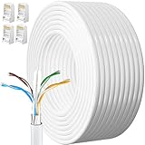 MEIPEK Lan Kabel 20 Meter Cat 6, Verlegekabel 20m Netzwerkkabel Weiß...
