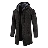 Thermomantel Herren Winter Solide Kapuze Reißverschluss Warme Strickjacke...