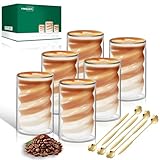Latte Macchiato Gläser Twill Doppelwandig 400ml 6er Pack mit 6 Löffeln...