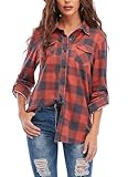 Timuspo Damen Kariertes Bluse Casual Karohemd Button-down Langarmshirt...