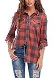 Timuspo Damen Kariertes Bluse Karohemd Button-down Langarmshirt...