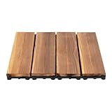 Charocean 30x30 cm Holzfliesen Balkon, 36 Stück Bodenbelag mit Drainage,...