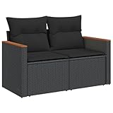 vidaXL Gartensofa mit Kissen 2-Sitzer, Sofa mit Staufach unter Sitzfläche,...