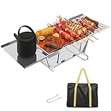 Dripex BBQ Campinggrill Edelstahl Faltbare Klappgrill Klein Holzkohlegrill...